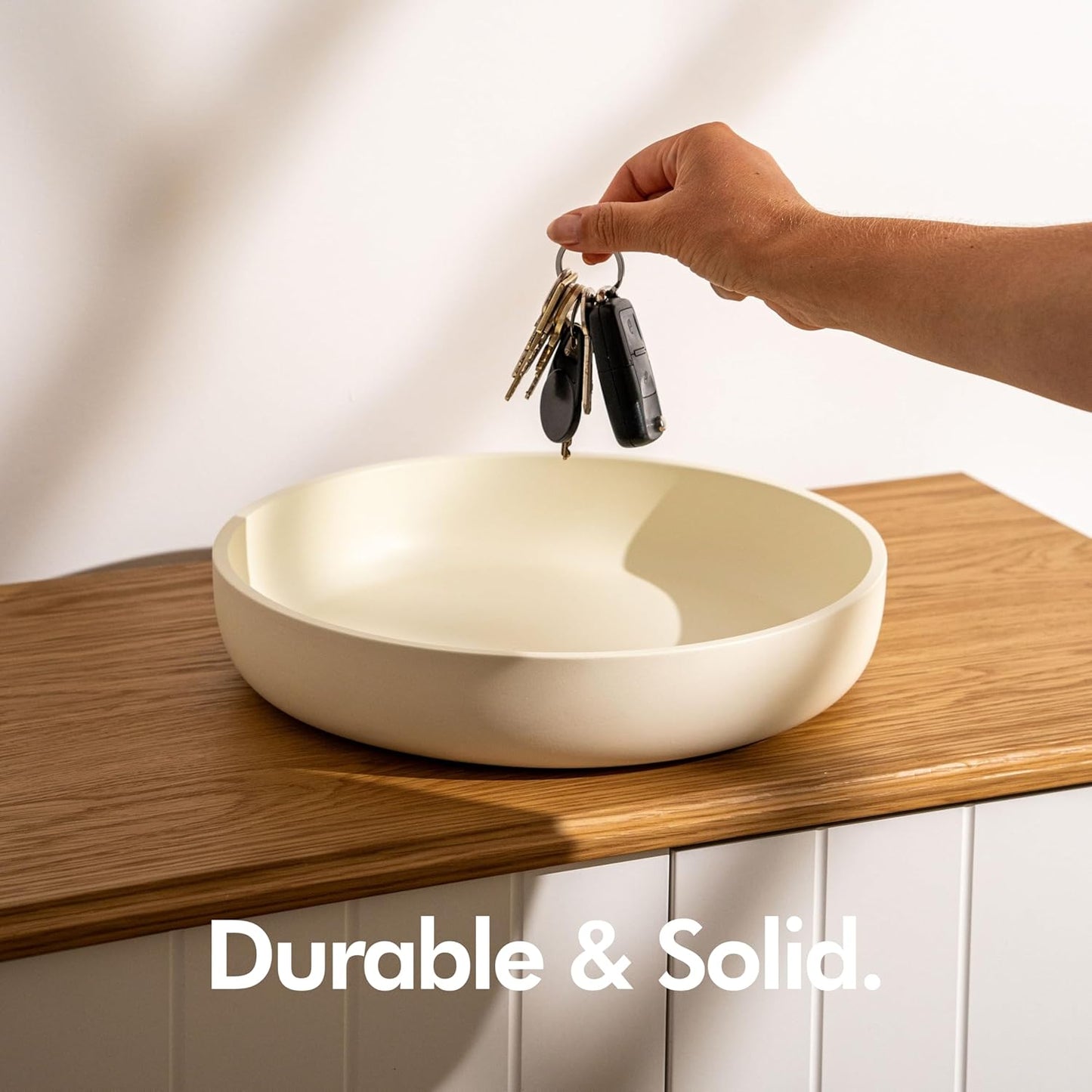 KIVY Concrete Fruit Bowl for Kitchen Counter - Large Decorative Bowl for Home Decor - Modern Key Bowl for Entryway Table - Concrete Bowl - Decorative Bowls for Home Decor - Black Fruit Bowl Decor