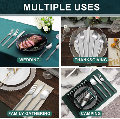 20 Piece Stainless Steel Silverware Set, Handle Flatware, Modern Matte Finish Cutlery Set, Service for 4, Dishwasher Safe