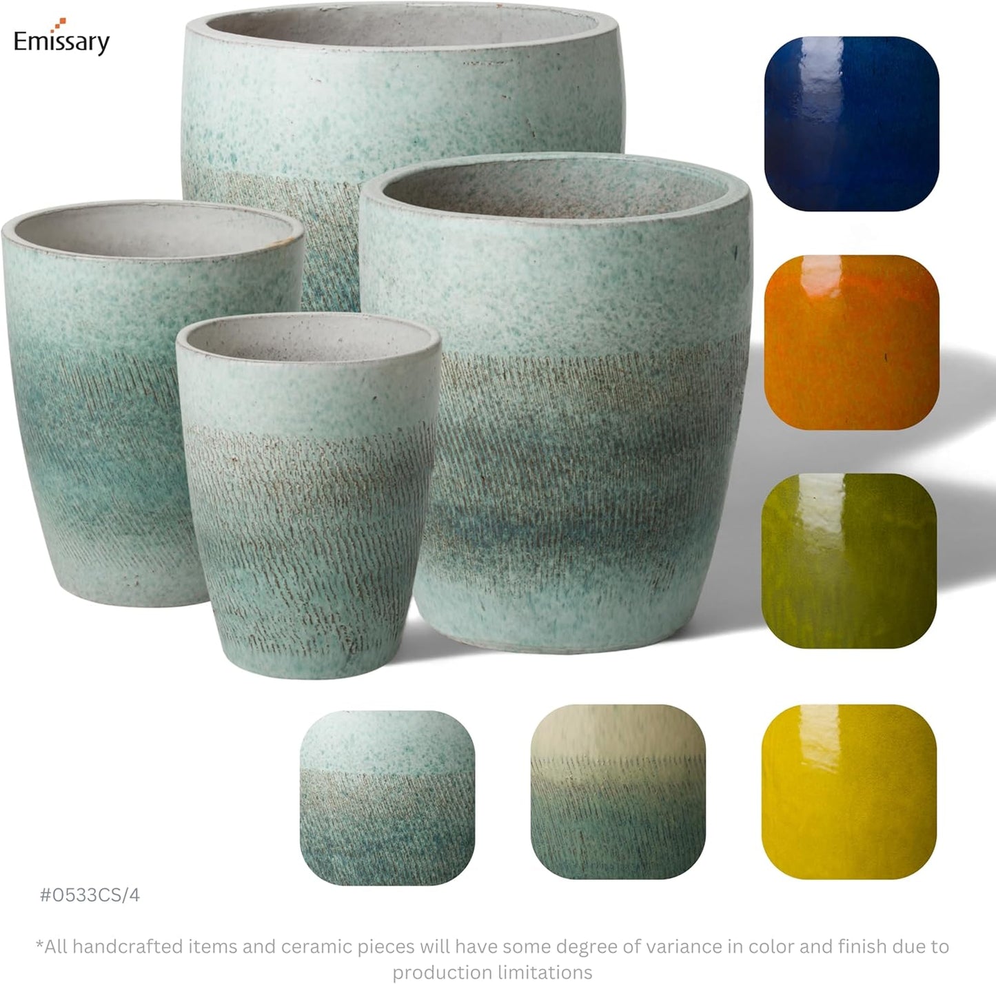 Emissary Bullet 18 in. Coastal Splash Ceramic Round Planter (18 in. L x 18 in. W x 21 in. H) with Drainage Hole