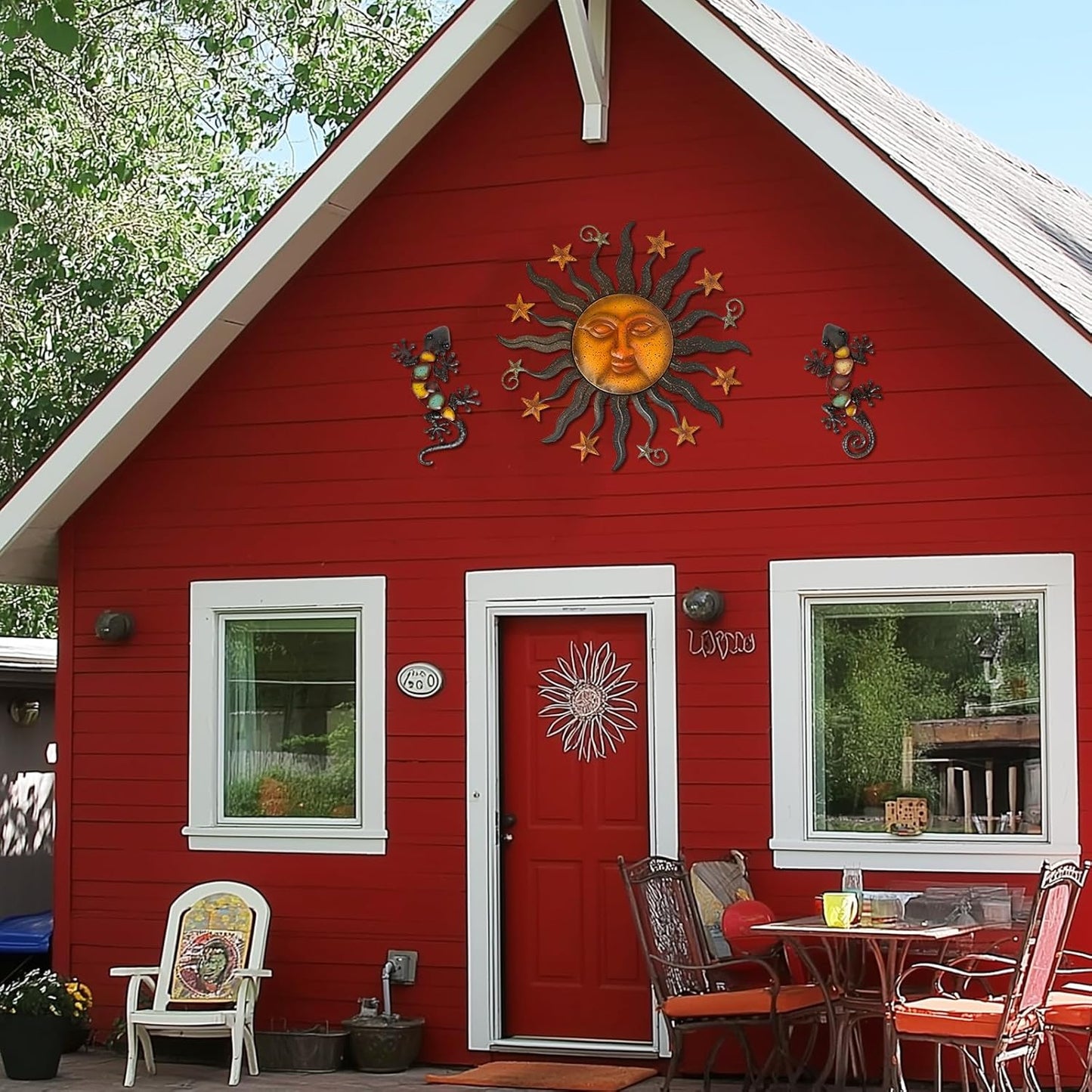 LIFFY 24" Sun Face Metal Wall Art for Outdoor Decor - Solar Themed Hanging Sculpture, Weather-Resistant Garden Patio Wall Décor, Farmhouse Home Accent Gift (Antique Bronze Finish)