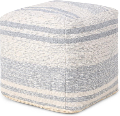 REDEARTH · Tufted Pouf Ottoman with Filler Textured Storage Cube Bean Bag Pouffe Footrest for Living Room, Bedroom, Nursery, Kidsroom; 100% Cotton (17.5"X17.5"X17.5", Melange Delight Gray)