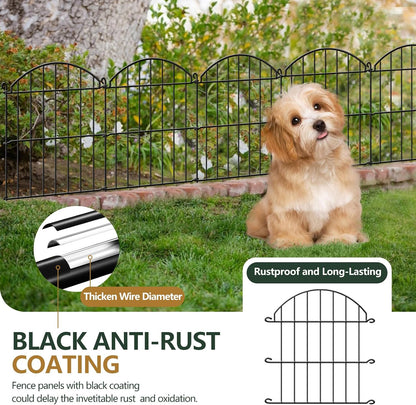 32 Panels Garden Fence, 34ft x 23in Animal Barrier Fences for Rabbits Dogs, Rustproof Metal Gardens Border Fencing, Arched Decorative Flower Bed Edging Barriers for Outdoor Yard Patio