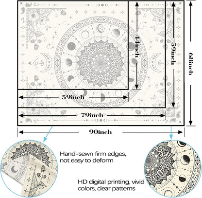 Lunerfex Mandala Moon Tapestry Boho Tapestry for Bedroom Black and White Tapestries Wall Hanging Living Room Wall Art and Home Decor 60x80