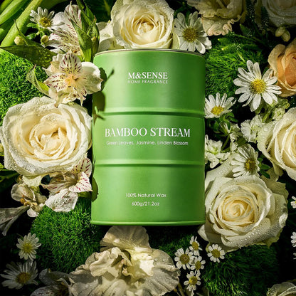 M&SENSE Bamboo Scented Candles Natural Non Toxic, Large Aromatherapy Candle for Stress Relief Meditation Relaxing, Housewarming Gifts for Women Men, 21.2oz 120 Hour Long Burning