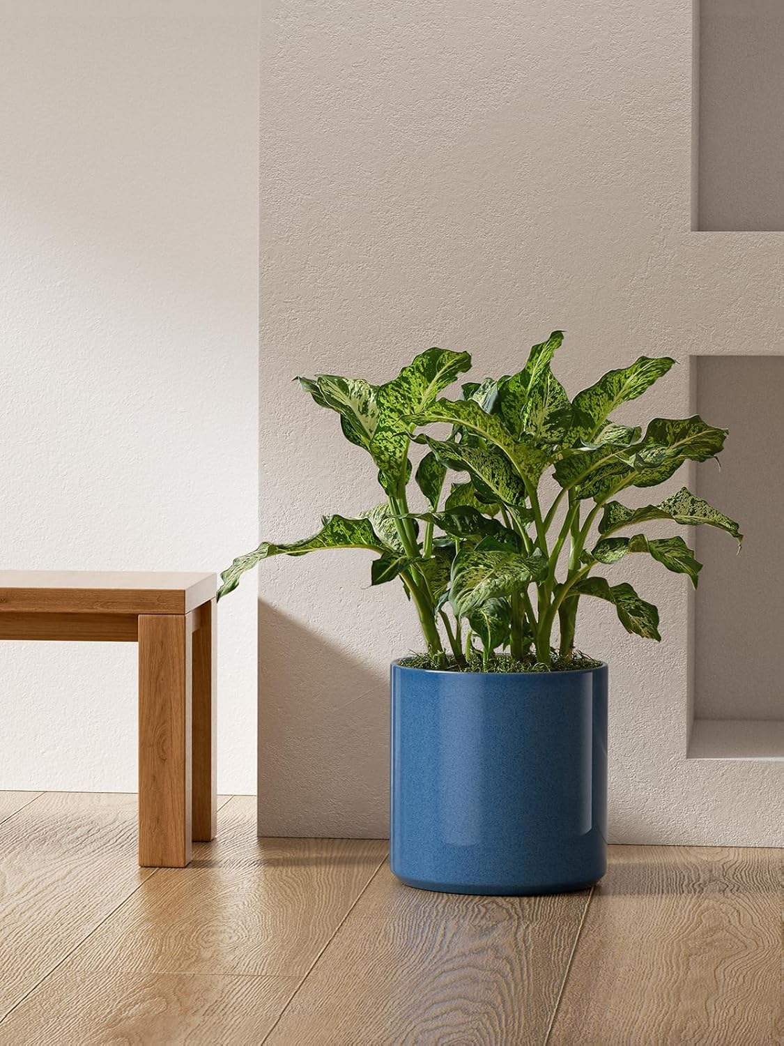 LE TAUCI 12 Inch Pots for Plants, Ceramic Large Plant Pot for Indoor Plants, Mid-Century Modern Flower Planter Pots with Drainage Hole and Removable Plug, Round Planter Pot, Reactive Glaze Blue