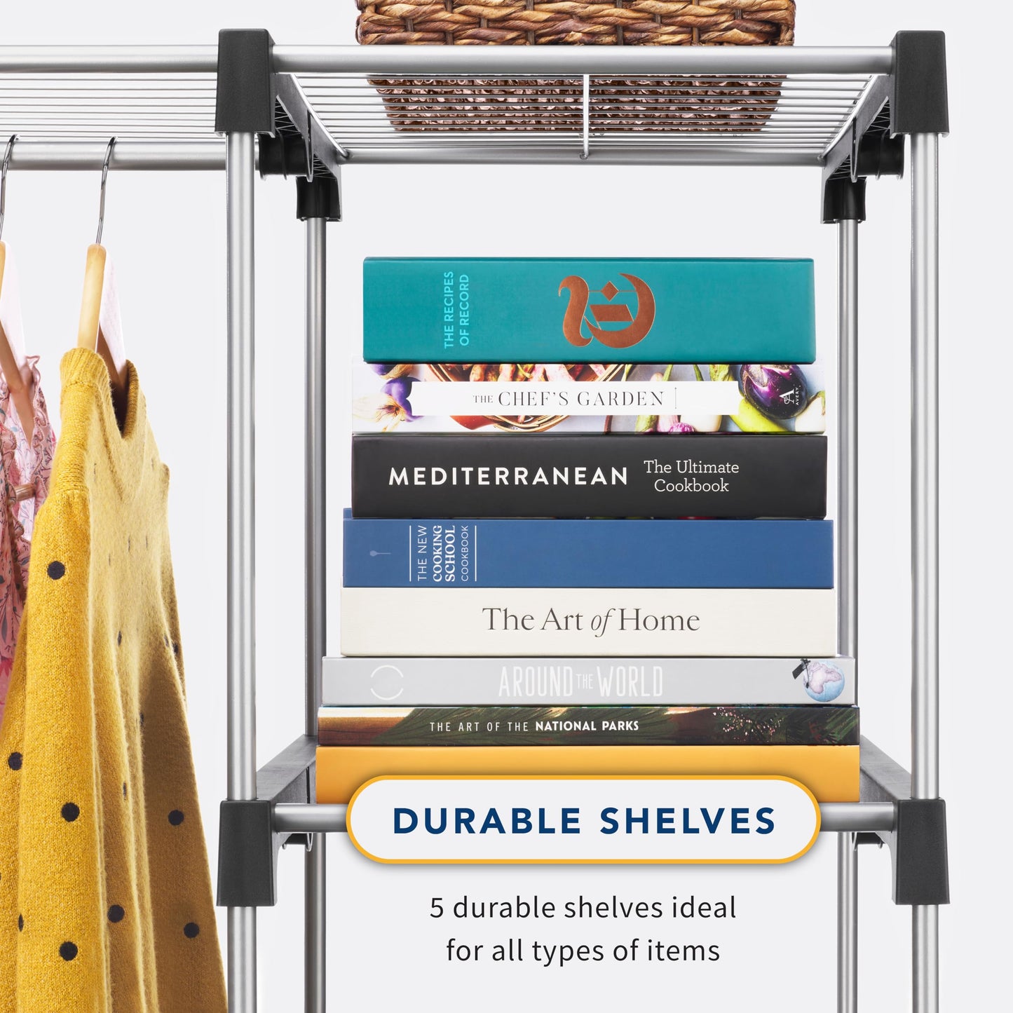 Whitmor Double Rod Freestanding Closet Organizer, Silver