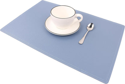 Jovono Set of 8 Faux Leather Placemats, PU Table Mats, Waterproof, Stain Resistant, Heat Resistant, Easy to Clean for Kitchen Dining Table,Conference Table, C Light Bule