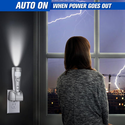 Enhon 2 Pack 4 in 1 LED Emergency Lights for Home Power Failure, Rechargeable Plug in Flashlight Motion Sensor Night Light, Automatic Turn On Power Outage Light for Home Hurricane Supplies