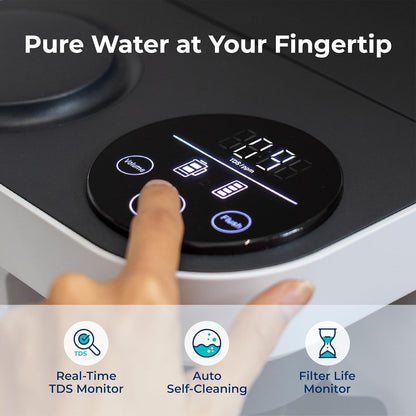 Bluevua RO100ROPOT-LITE Countertop Reverse Osmosis Water Filter System, 5 Stage Purification, 3:1 Pure to Drain, Portable Water Purifier (No Installation Required) (White)