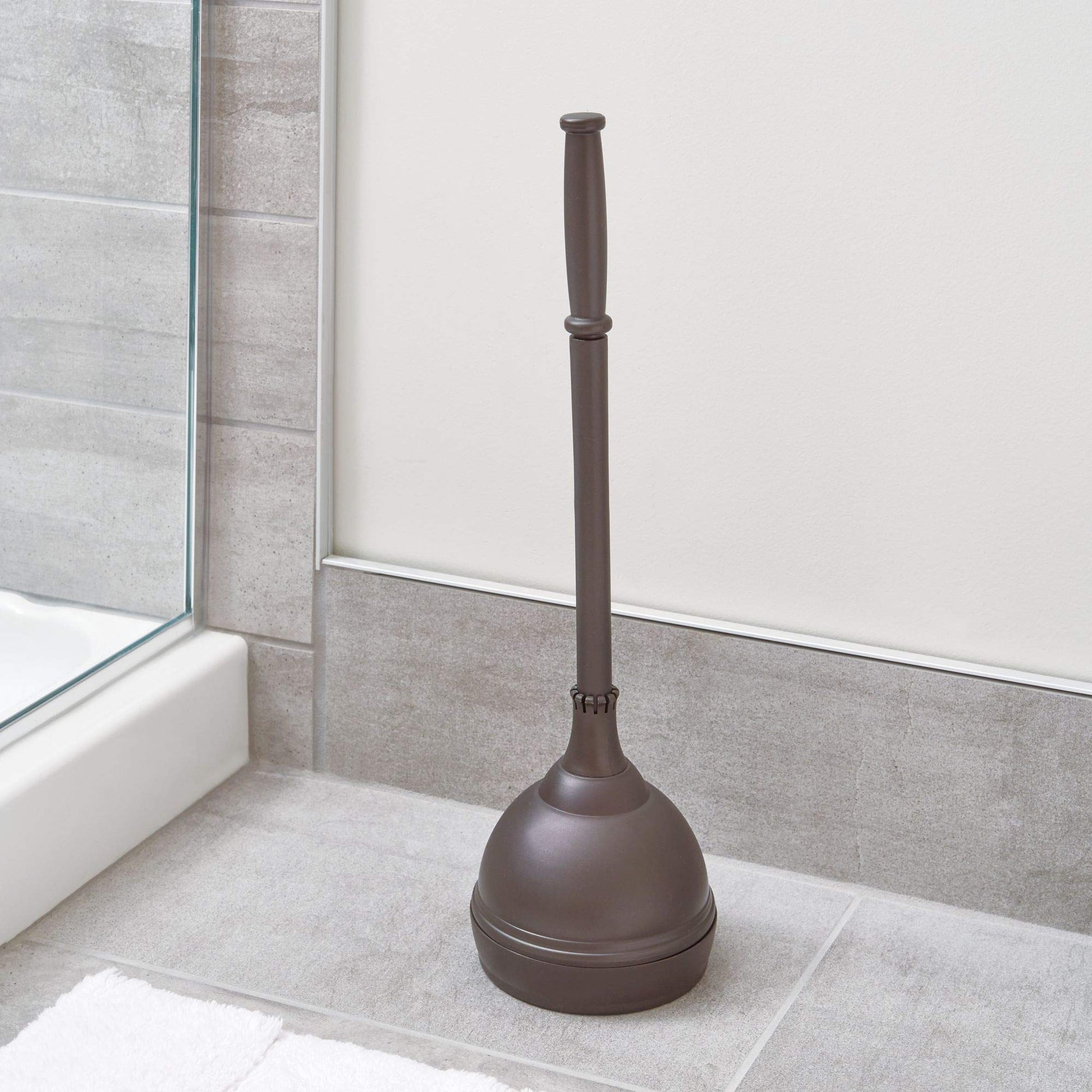 iDesign Kent Plastic Plunger with Cover Set, Bronze