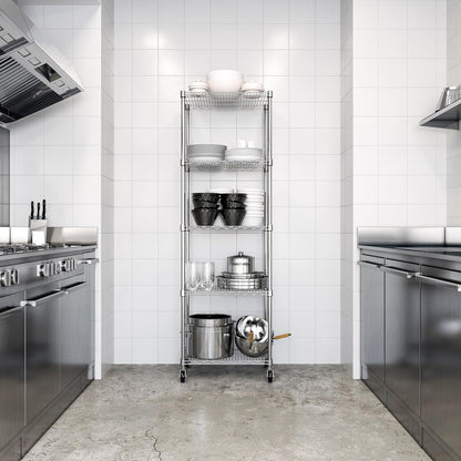 Seville Classics UltraDurable Heavy Duty NSF Solid Steel Wire Rack Storage Unit Organizer for Garage, Warehouse, Office, Restaurant, Classroom, Kitchen, 5-Tier Shelving, 24" W x 18" D