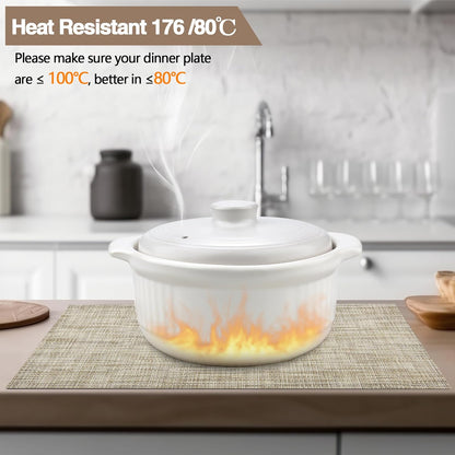 Placemats Set of 4 - Easy Clean Washable Vinyl Placemats - Wipeable Heat Resistant Table Mats for Dining Table - 17.7x11.8 Inch (4, Gray & Gold Two-Tone)