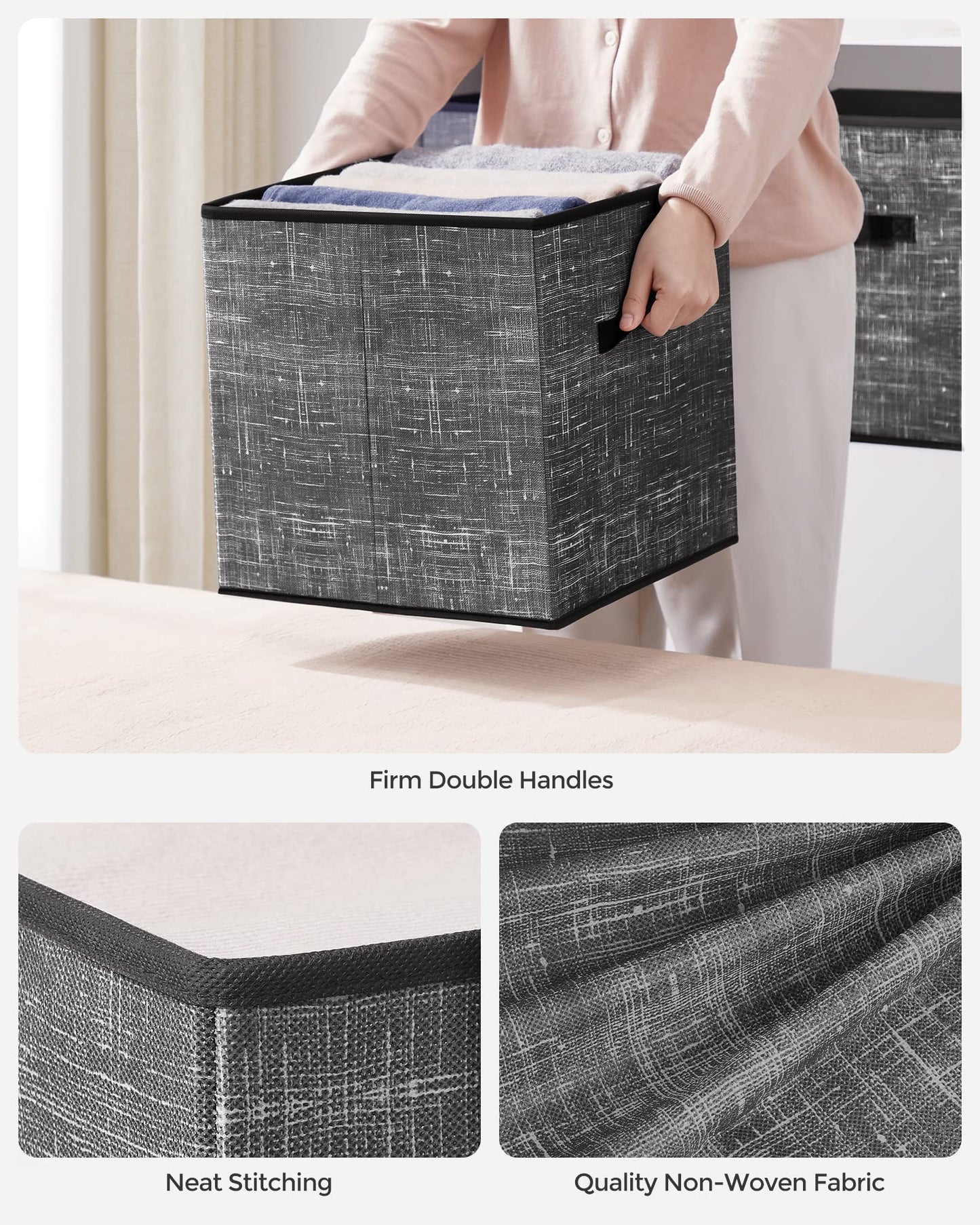 SONGMICS Storage Cubes, Set of 6, 13-Inch Foldable Closet Organizers