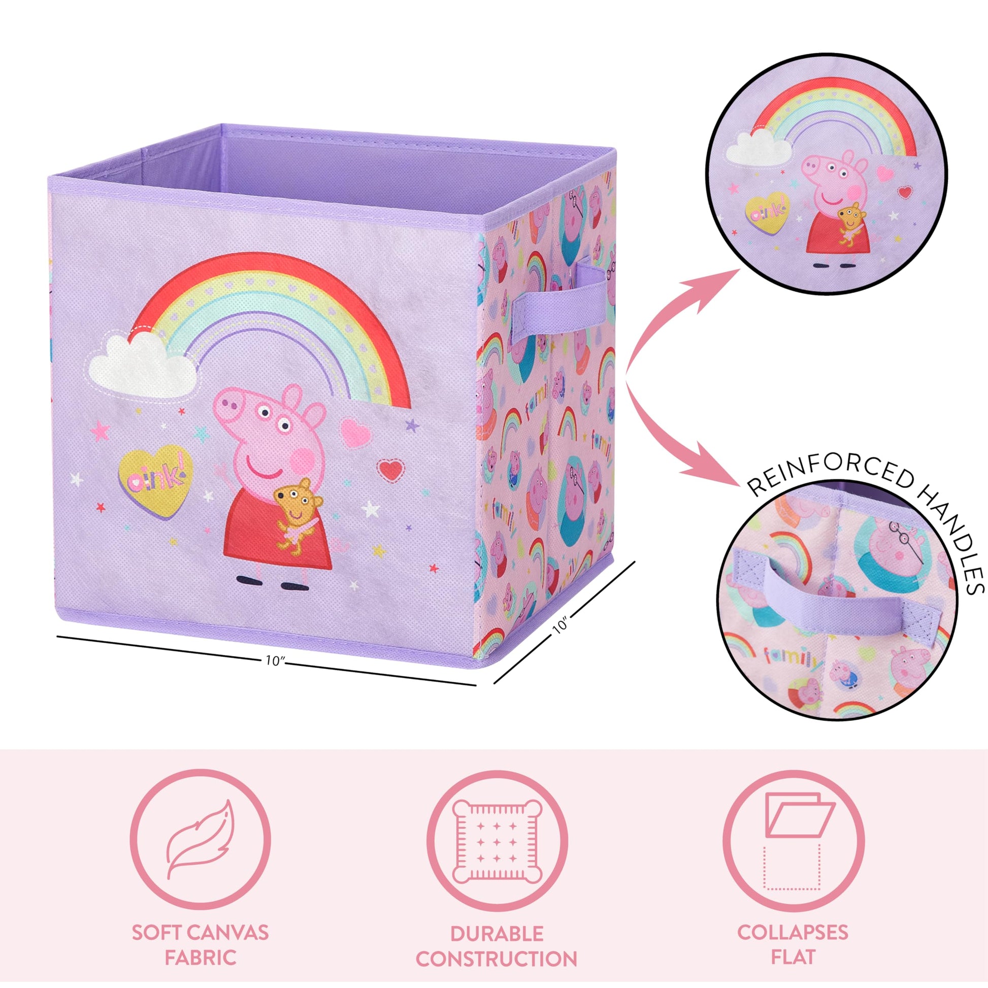 Idea Nuova Storage Cubes for Kids,2 Pack Collapsible Fabric Bins with Handles, Organizer Boxes with