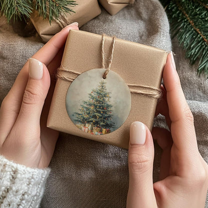 Vintage Farmhouse Christmas Ceramic Ornament Gifts, Rustic Cottagecore Winter Christmas Decorative Hanging Ornaments for Xmas Tree Holiday Party Decoration, Winter Xmas Tree Decorations