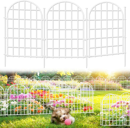 32.5ft(L) x 22in(H) Panels Garden Fence, 30 Panels Arched No Dig Fence, Decorative Animal Barrier Fencing with Ground Stake, Rustproof Metal Garden Edging Border for Dog, Outdoor Patio Decor, White