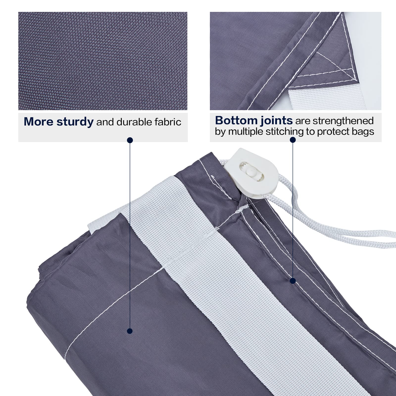 HOMEST 2 Pack XL Nylon Laundry Bag with Strap, Large Dirty Garments Organizer, Easy Fit a Hamper or