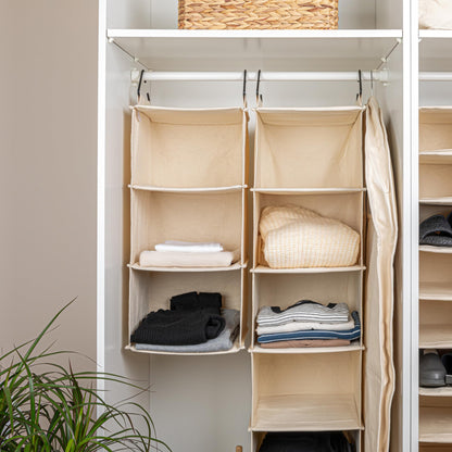 Household Essentials Cedarline 3-Shelf Hanging Closet Organizer, Heavy-Duty Cotton Canvas, Natural