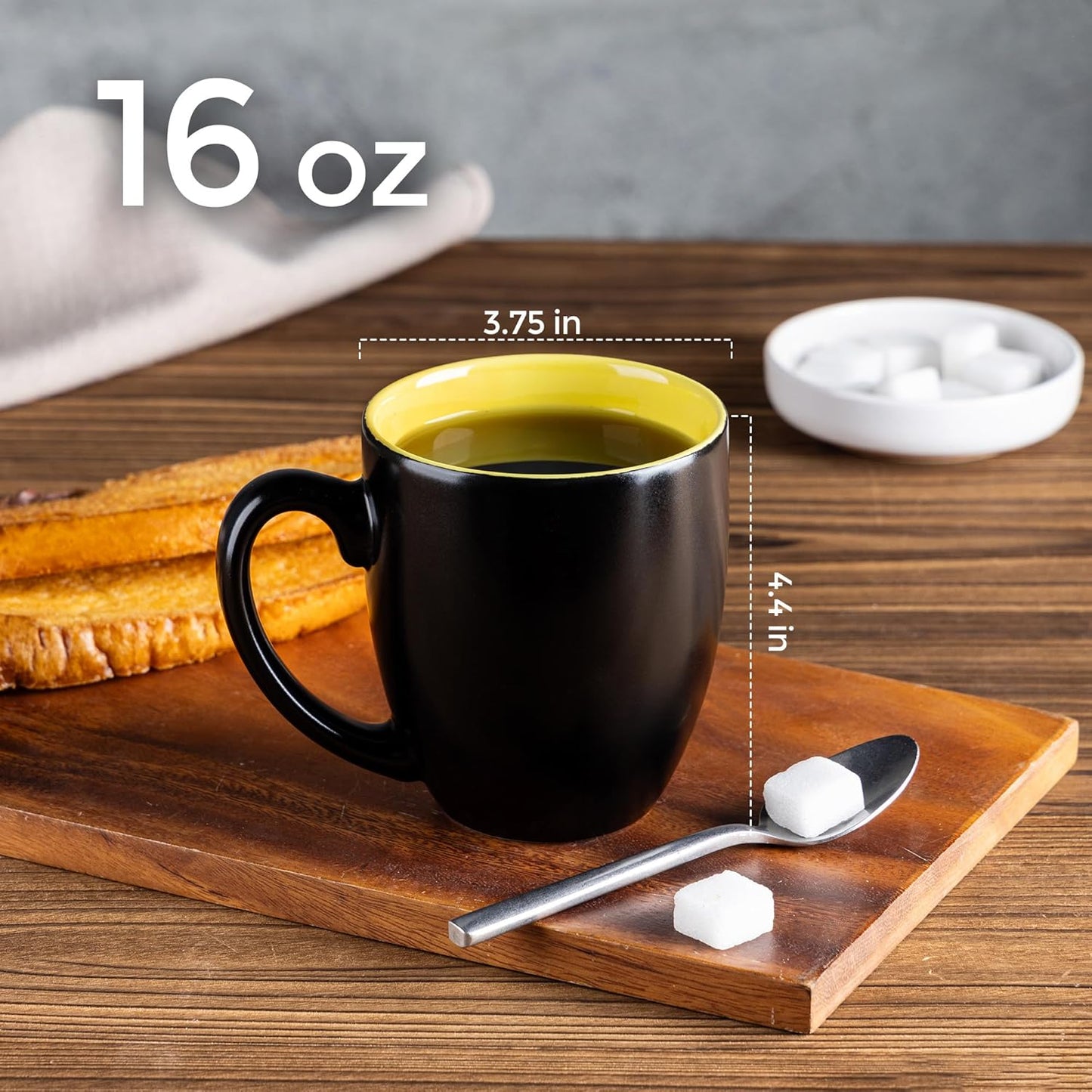 GBHOME 16oz Coffee Mugs Set of 6, Large Ceramic Coffee Mugs for Man, Woman, Dad, Mom, Modern Coffee Mugs Set with handle for Tea/Latte/Cappuccino/Milk/Cocoa. Dishwasher&Microwave Safe,Yellow