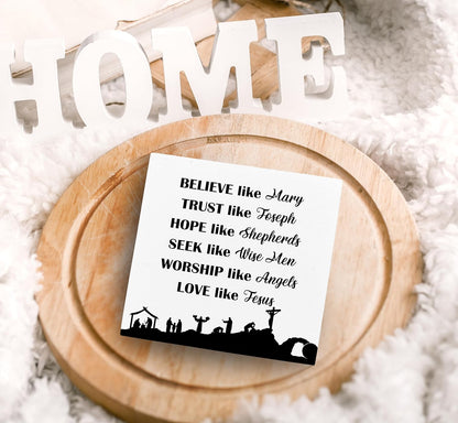 SRADMO Christian Signs for Home Decor, Inspirational Bible Verse Wood Box Sign Desk Decor, Bible Verse Decor, Christian Theme Wooden Block Box Sign Decoration for Home Office Shelf Table Decor