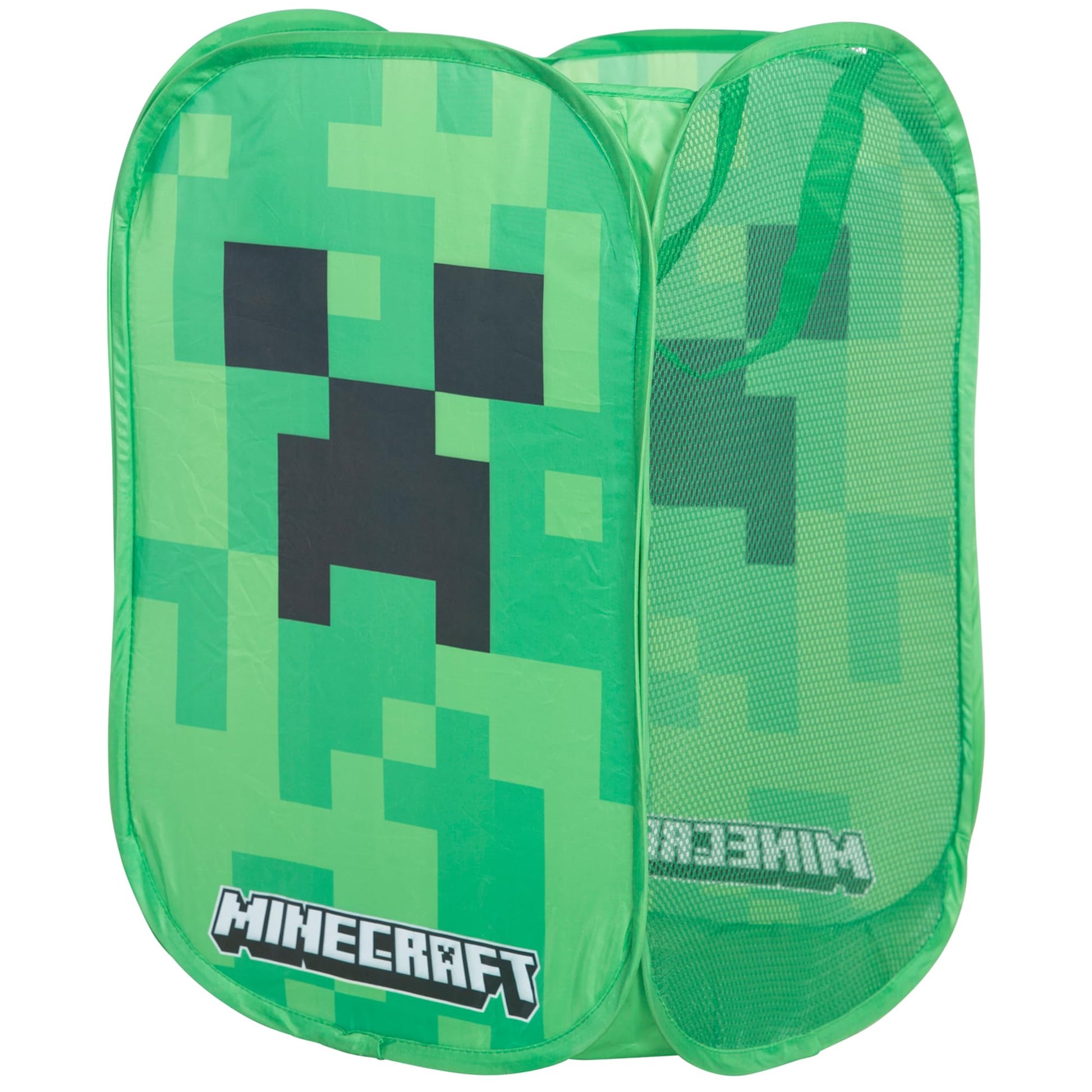 Minecraft: Laundry Basket - Creeper - Green Pixel Cube, Pop-Up & Collapse, Use As Toy Storage, Game