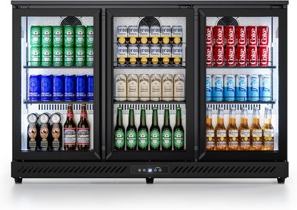 COTLIN 12.45 Cu.Ft Back Bar Beverage Cooler with Low-E Glass Auto Defrost ??3 Door Commercial Under Counter Fridge for Beer, Soda, Wine??Triple Fan Cooling, ETL NSF Approved