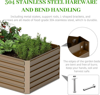 8x4x2 ft Outdoor Raised Garden Bed, Large Metal Planter Raised Beds, Planters for Outdoor Plants for Vegetables, Flowers, Herbs, Fruits, and Succulents.(2 Pcs)