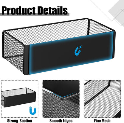 Tioncy 4 Pcs Magnetic Storage Bin Magnetic Locker Organizer for Pegboard Refrigerator Shelves Basket Container Wire Storage Holder for Kitchen Home Whiteboard(Black,10.6''l)