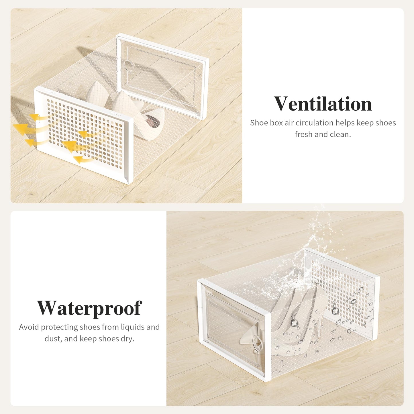 Kuject X-Large Shoe Storage Boxes 12 Pack, Clear Stackable Shoe Organizer