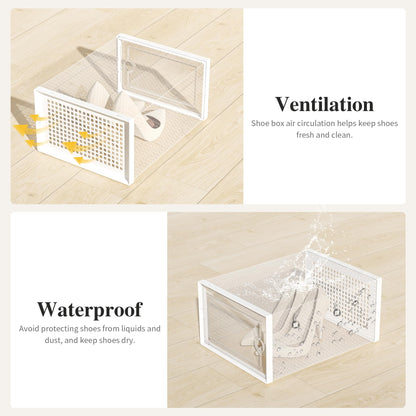 Kuject X-Large Shoe Storage Boxes 12 Pack, Clear Stackable Shoe Organizer