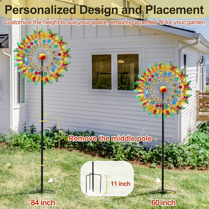 Lairander Butterfly Outdoor Wind Spinners, 84'' Large Garden Wind Spinner, Metal Yard Art Wind Sculptures & Spinners, Garden Decor for Outside Yard Ornaments Clearance Gift for Family
