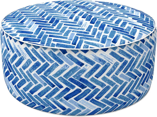 LVTXIII Indoor/Outdoor Inflatable Ottoman, All Weather Round Footrest Stool D21”x H9”, Portable for