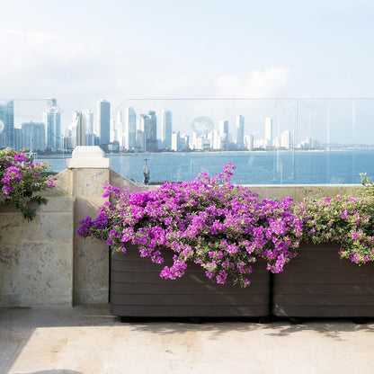 Crescent Garden TruDrop Self Watering Slat Medium Rectangular Planter Box for All-Weather - Outdoor Deck Box Planter for Flowers and Herbs, 36'' x 17'' x 17''H (Shadow)