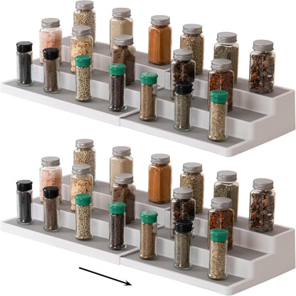 SIMPLEMADE 3-Tier Spice Rack Organizer - Versatile Storage Shelf for Kitchen, Bathroom, Bedroom & Office, Set of 2, Expandable White