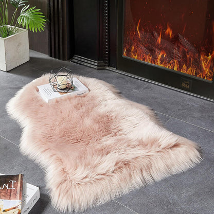 AMTOVO Faux Fur Rug, Pink Small Area Rug, Fluffy Sheepskin Rug, Fuzzy Ultra Soft 2 x 3 ft Shag Rugs for Bedroom Sofa Throw Cushion Room Decor, Sheepskin