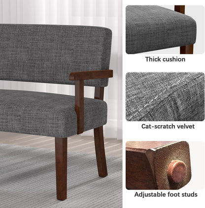 Accent Chair 2 Seat, Arm Chairs with Soft Seat and Armrests for Living Room, Love seat for Dining, Reading, and Waiting Rooms (Gray)