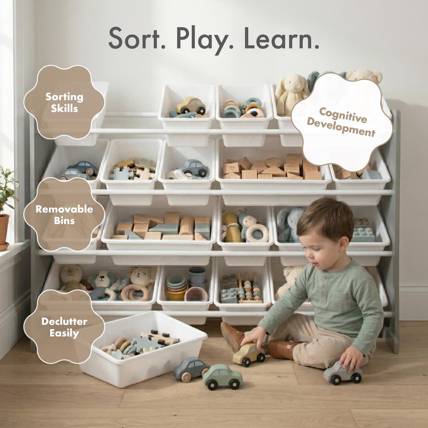 Humble Crew Kids Toy Organizer with 20 Bins, 4 Tier Storage for Playroom