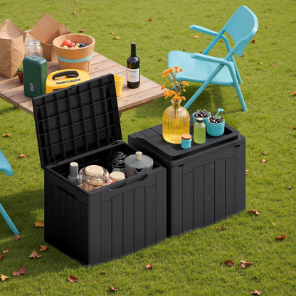 Devoko 30 Gallon Resin Deck Box 2 Pack Outdoor Indoor Waterproof Storage Box for Patio Furniture Pool Accessories Storage for Cushion Garden Tools (Black, 2 Pack)