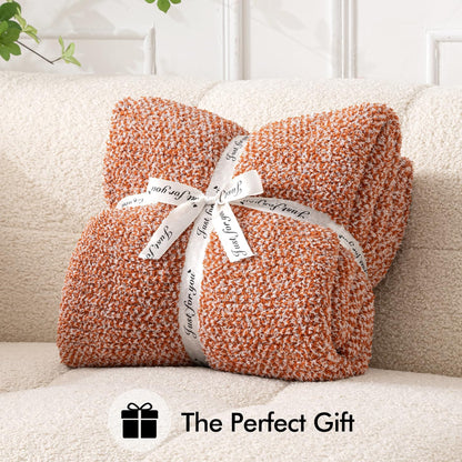 MIULEE Fall Burnt Orange Super Soft Throw Blanket for Couch, Cozy Fluffy Warm Throws Knit Blankets for Sofa, Bed, Chair, Living Room, Camping, Picnic, 50 x 60 inch