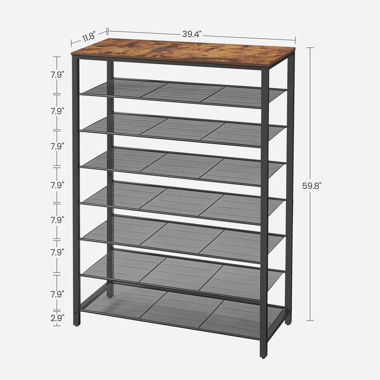 VASAGLE 8 Tier Shoe Rack, Shoe Organizer for Closet, Entryway, 32-40 Pairs of Shoes, Large Shoe