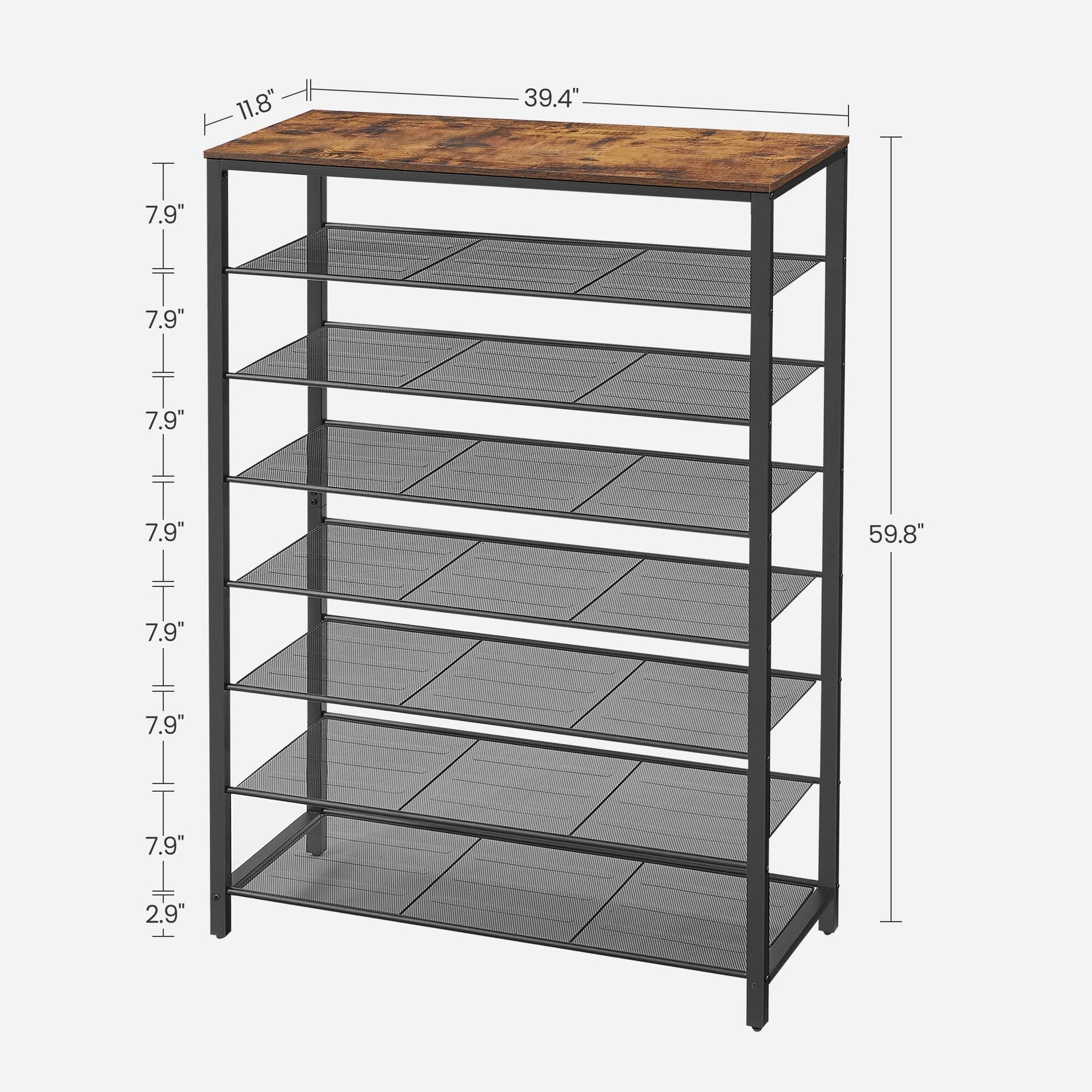 VASAGLE 8 Tier Shoe Rack, Shoe Organizer for Closet, Entryway, 32-40 Pairs of Shoes, Large Shoe