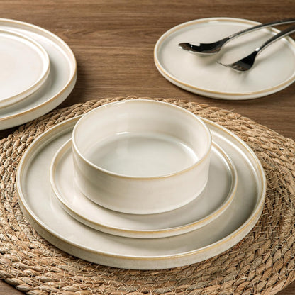 AmorArc Ceramic Dinnerware Sets, Handmade Reactive Glaze Stoneware Plates and Bowls Sets,Highly Chip and Crack Resistant | Dishwasher & Microwave Safe Dishes Set, Service for 6 (18pc)