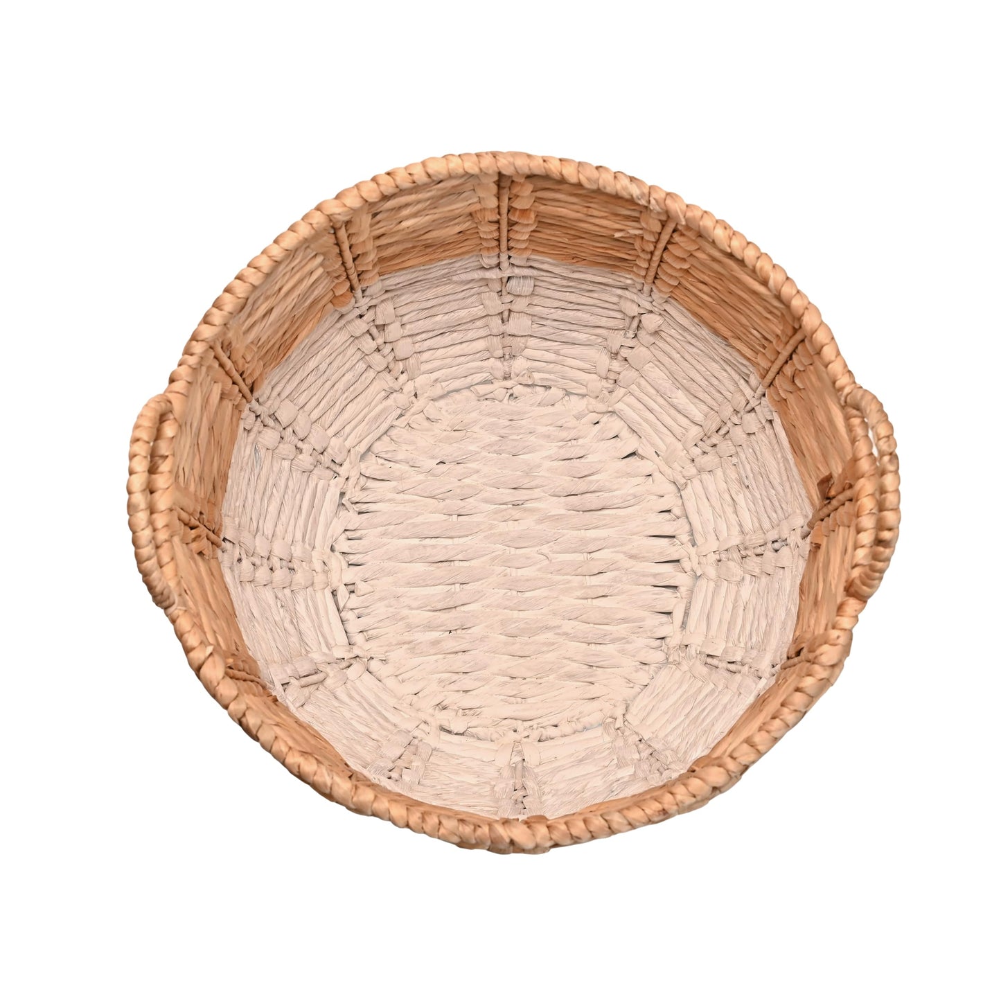 happimess Laurel Hand-Woven Abaca Storage Basket 19", Natural/White