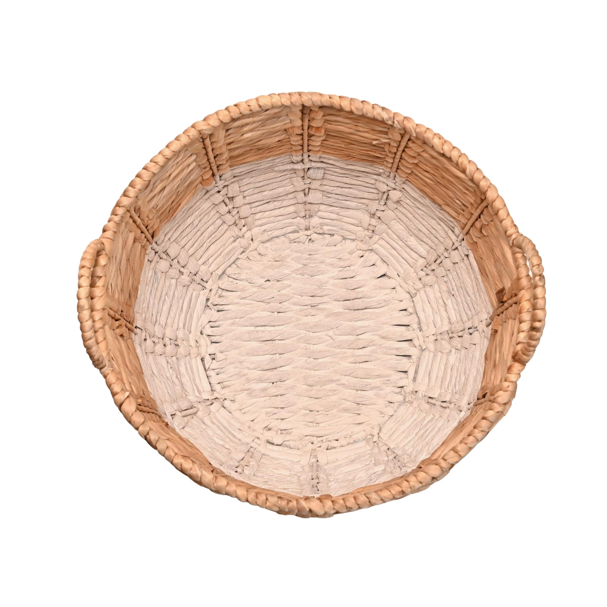 happimess Laurel Hand-Woven Abaca Storage Basket 19", Natural/White