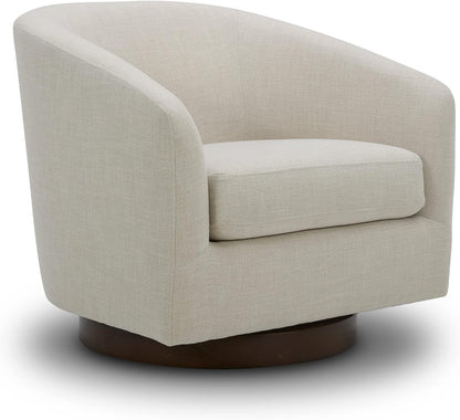 CHITA Swivel Accent Chair, FSC Certified Upholstered Fabric Barrel Chair for Living Room, Fully Assembled, Linen