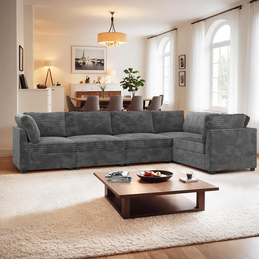 ovios Sectional Sofa Couch with L-Shape Chaise Convertible, Comfy Modular Cloud Couches with Deep