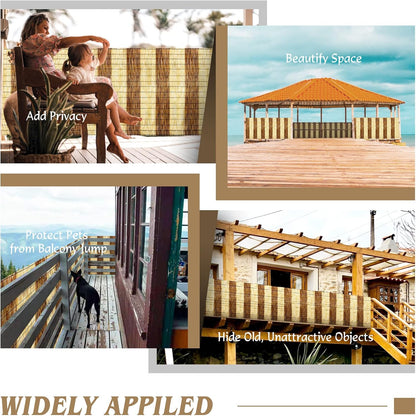 Natural Reed Fencing Rolls,6FT X 16.4FT Reed Screen Curtain Fence Covering Privacy Bamboo for Outdoor Backyard Patio（Stripy）