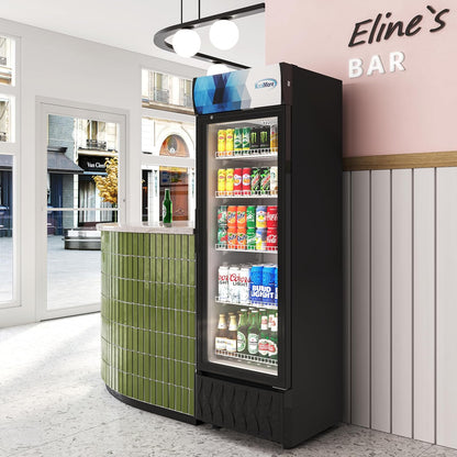 KoolMore DGDR-1D-9C 22 in. 9 Commercial One Glass Door Beverage Display Merchandiser Refrigerator Cooler, ETL Listed in Black, 9.1 cu. ft