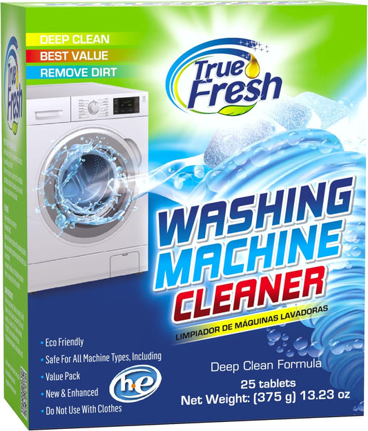 True Fresh Washing Machine Cleaner Tablets – 25-Pack Deep Cleaning for Front Loader, Top Load & HE
