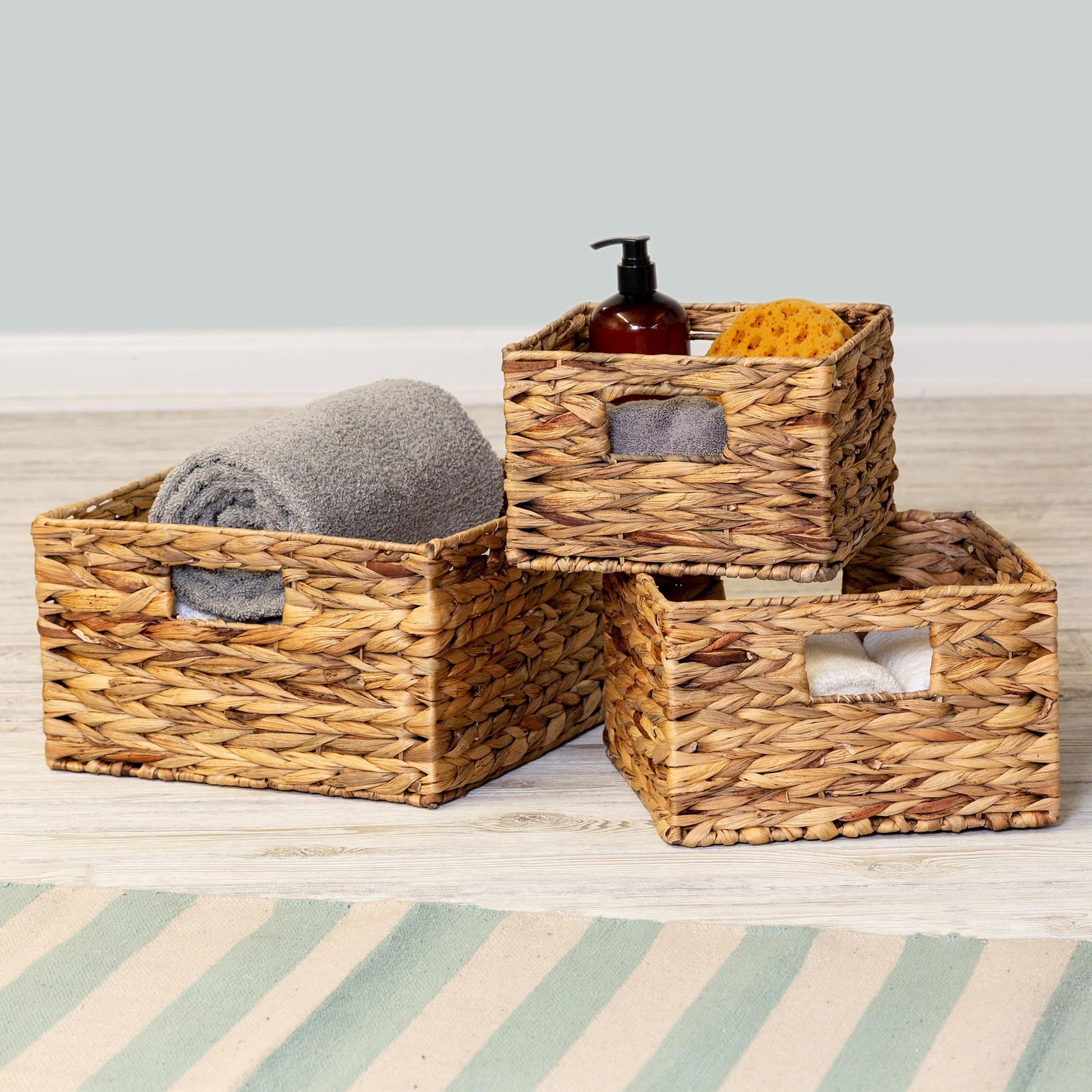 Honey-Can-Do Banana Leaf Storage Baskets –Water Hyacinth Woven Basket, Decorative Baskets for
